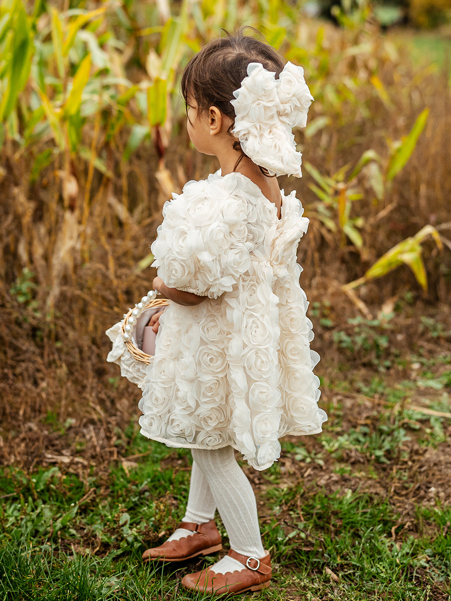 Lancaster Embroidered Dress, Almond White – view 6