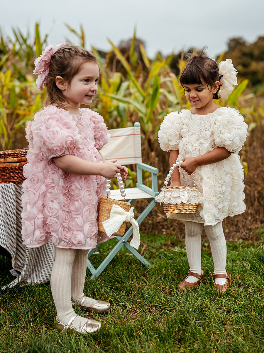 Lancaster Embroidered Dress, Almond White – view 7