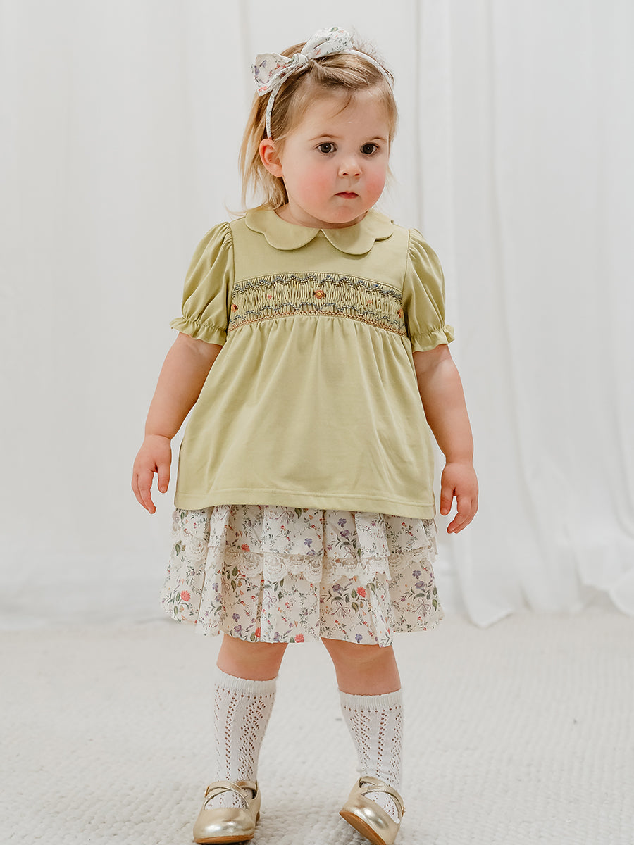 Taormina Hand-Smocked Top, Mustard Yellow – Happyology