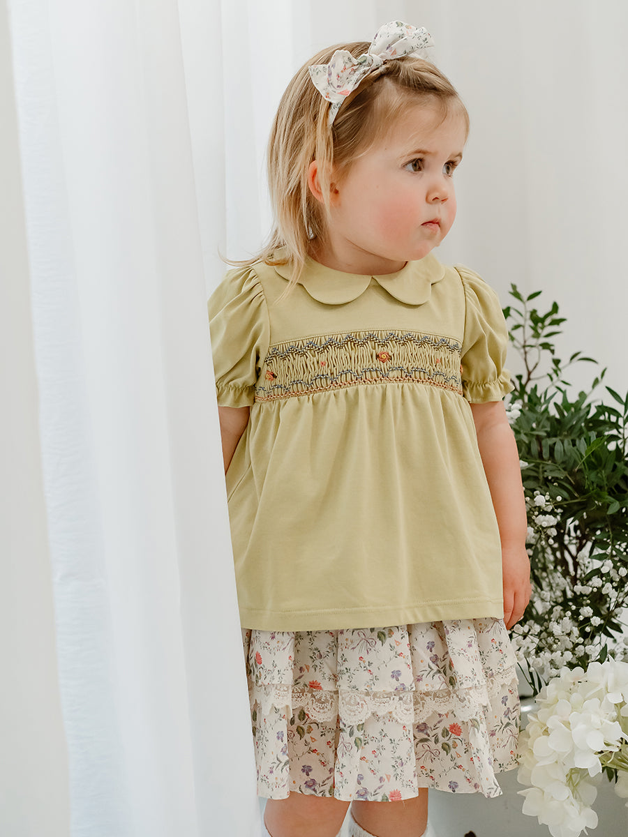 Taormina Hand-Smocked Top, Mustard Yellow – view 4