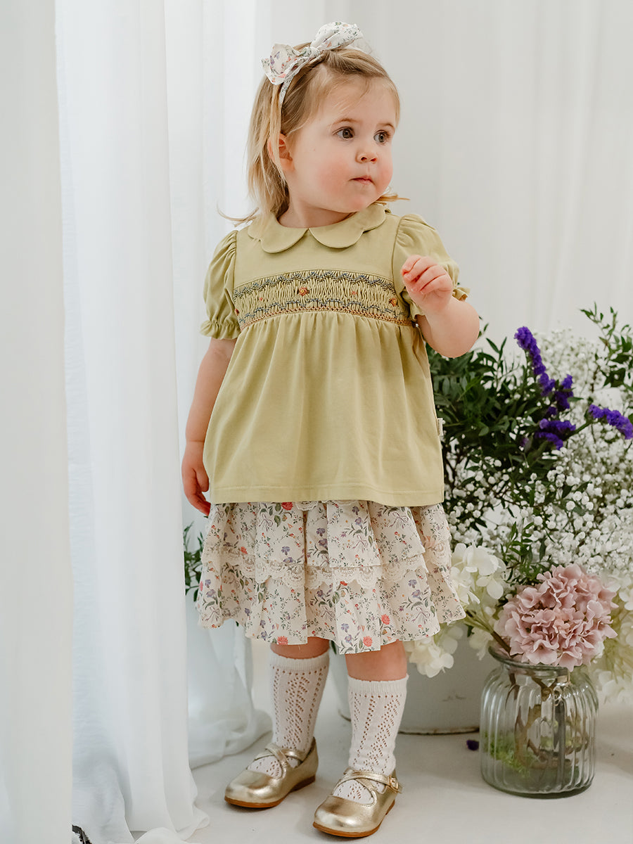 Taormina Hand-Smocked Top, Mustard Yellow – view 5