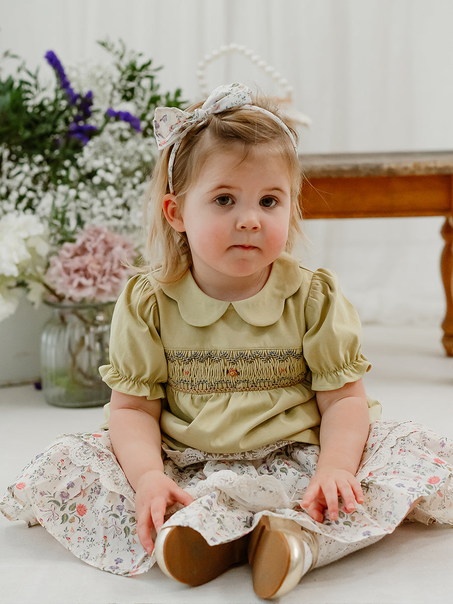 Taormina Hand-Smocked Top, Mustard Yellow – view 7
