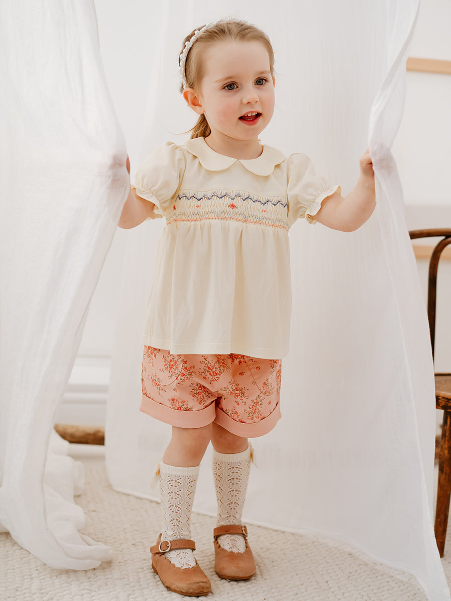 Taormina Hand-Smocked Top, Crème Brulee – view 4