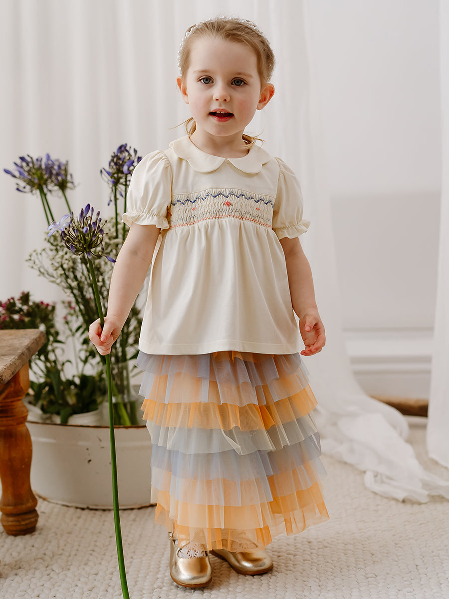 Taormina Hand-Smocked Top, Crème Brulee – view 5