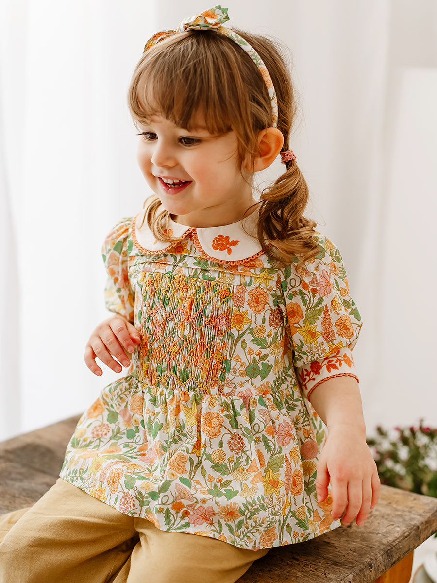 Trapani Hand-Embroidered Blouse, Magic Garden, Yellow – Happyology