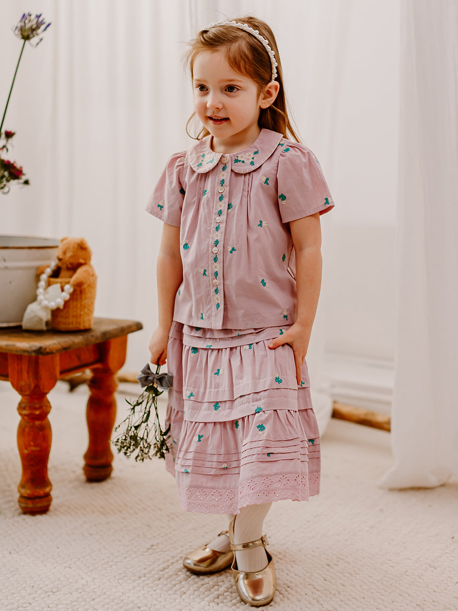 Granada Embroidered Blouse, Light Lilac – view 6