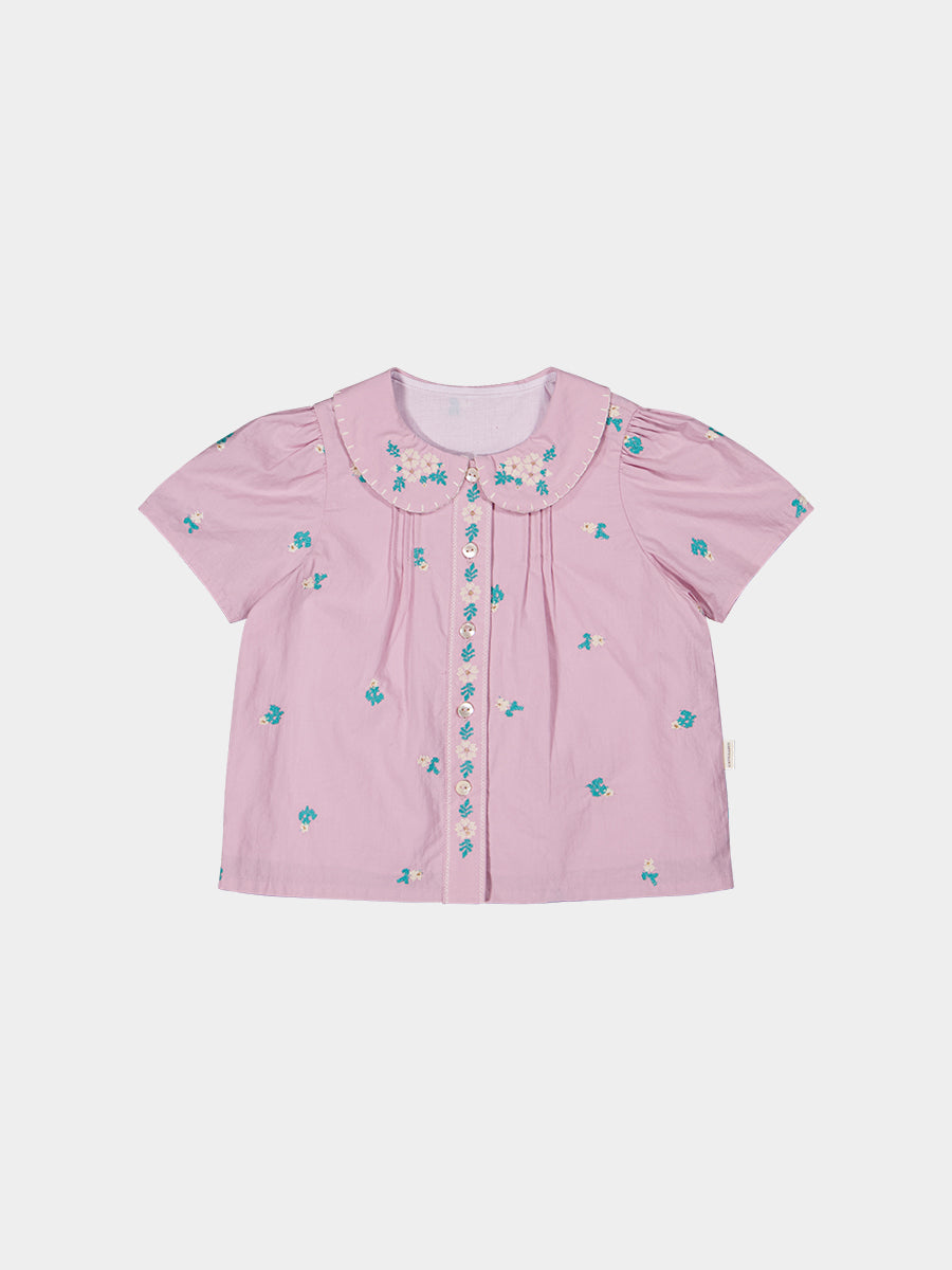 Granada Embroidered Blouse, Light Lilac – view 2