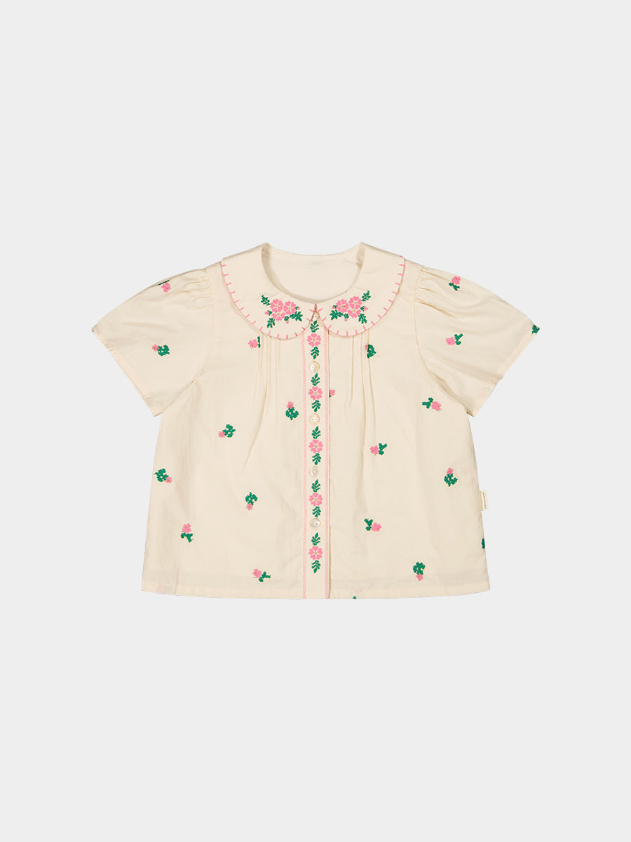 Granada Embroidered Blouse, Crème Brulee – view 2