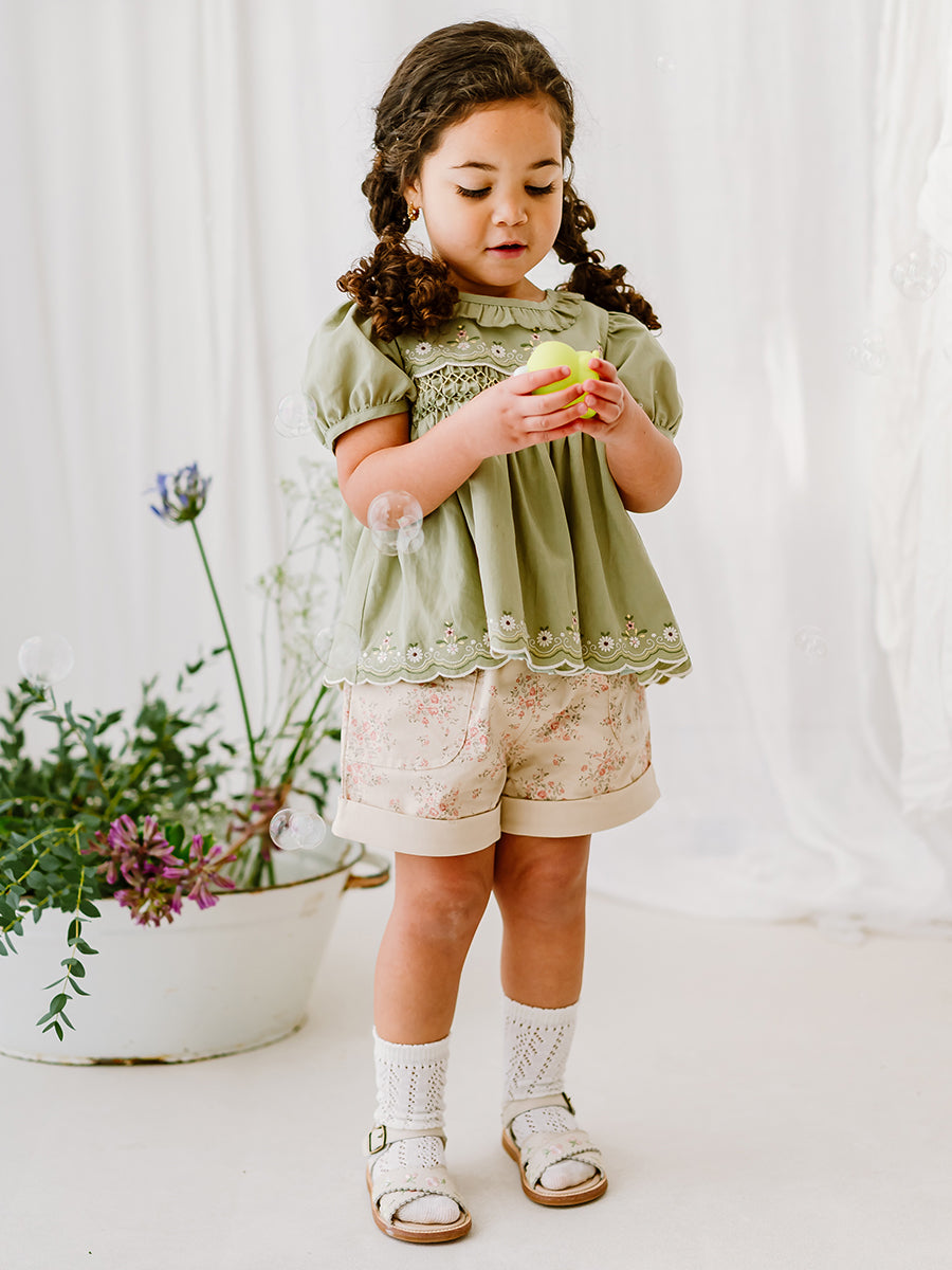 Dover Hand-Smocked Blouse, Kiwi Green – view 4