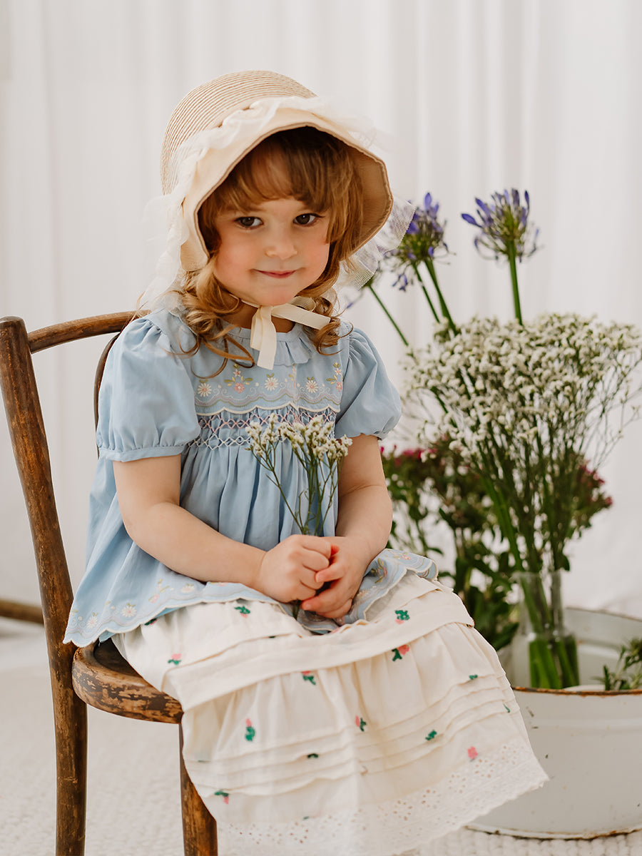 Dover Hand-Smocked Blouse, Sky Blue – view 4