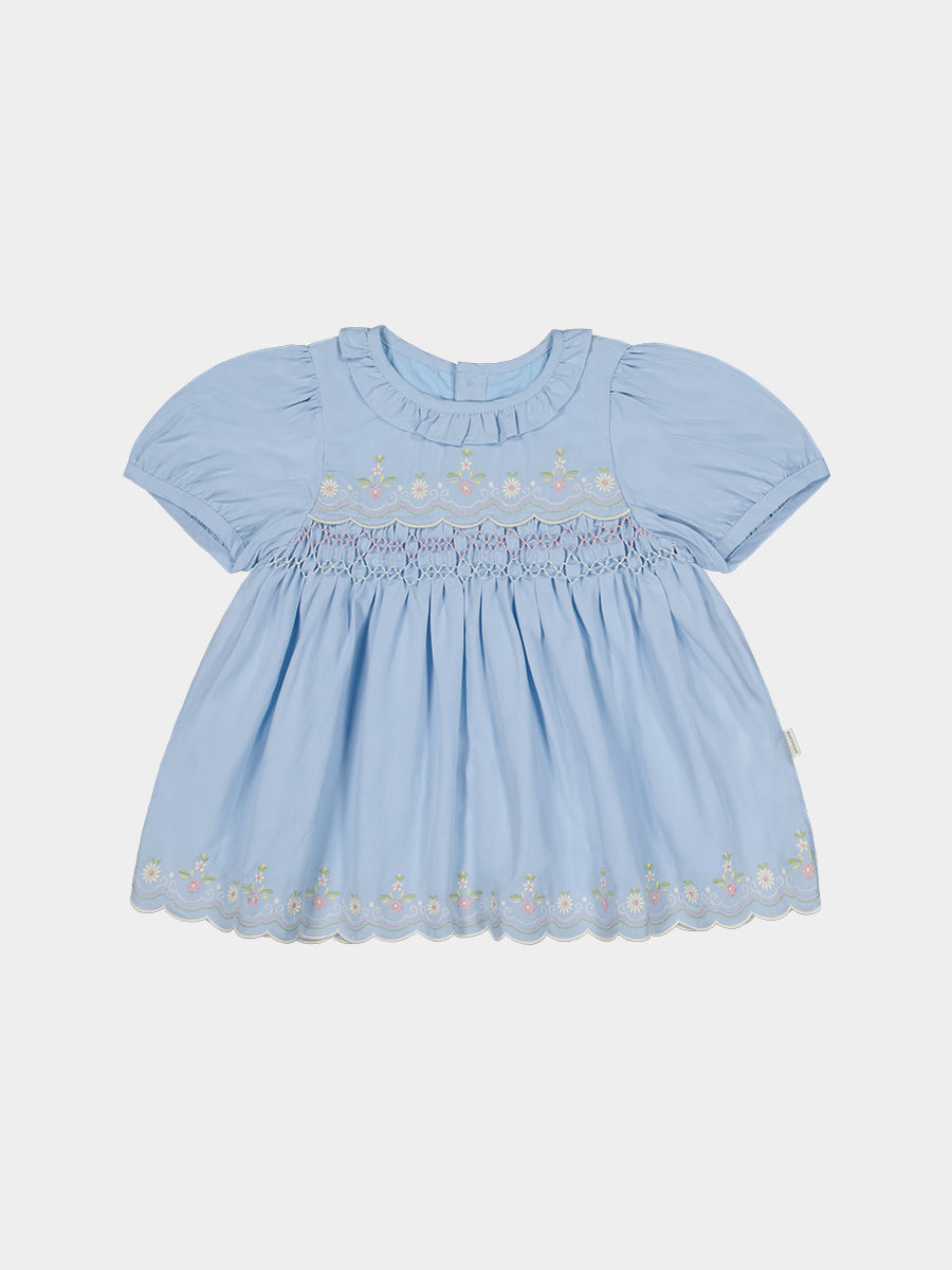 Dover Hand-Smocked Blouse, Sky Blue – view 2