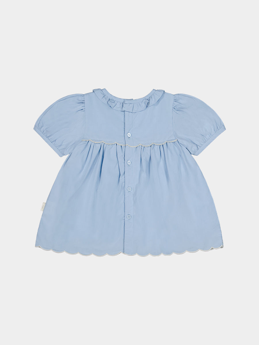 Dover Hand-Smocked Blouse, Sky Blue – view 8