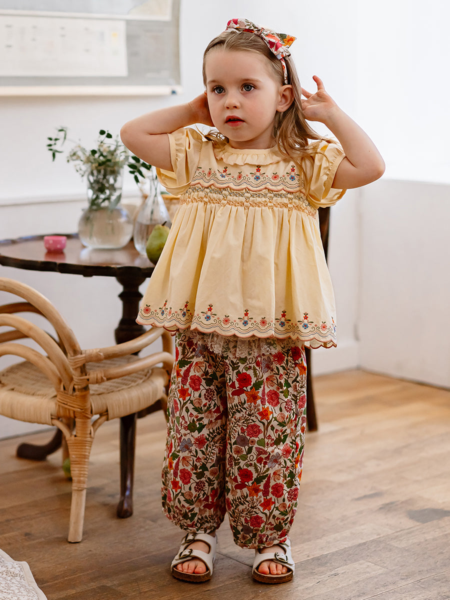 Dover Hand-Smocked Blouse, Crème Brulee – Happyology