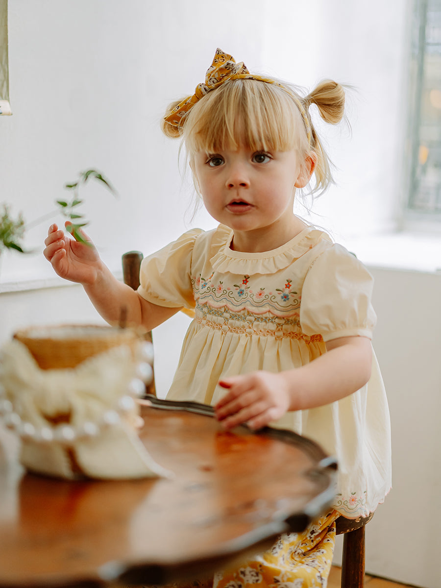Dover Hand-Smocked Blouse, Crème Brulee – view 7