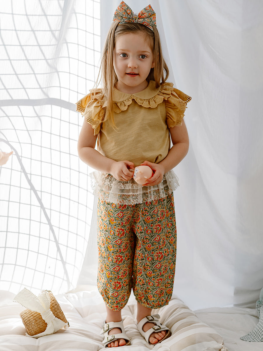 Valladolid Trousers, Blooming Peony, Green – view 5