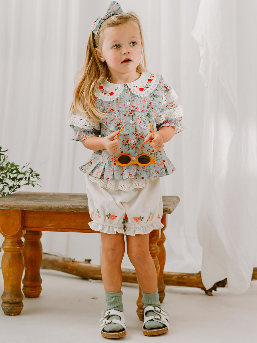 Aveiro Embroidered Shorts, Almond White – Happyology