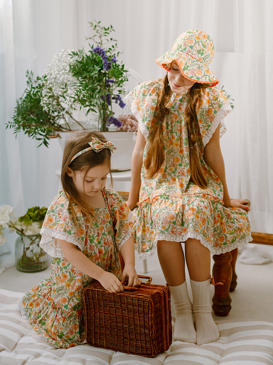 Aarhus Bow Dress, Magic Garden, Yellow – Happyology