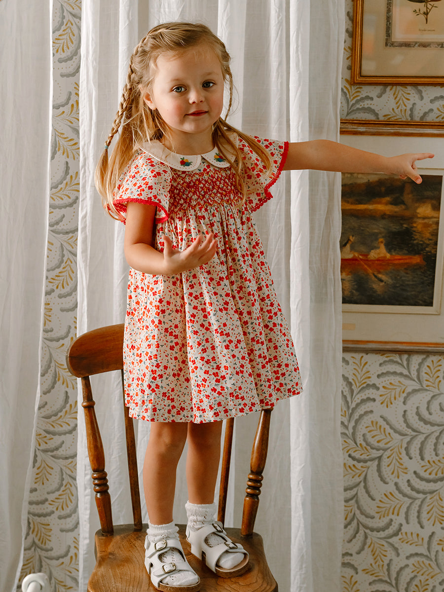 Odense Hand-Embroidered Dress, Watercolor Kousa, White – view 6