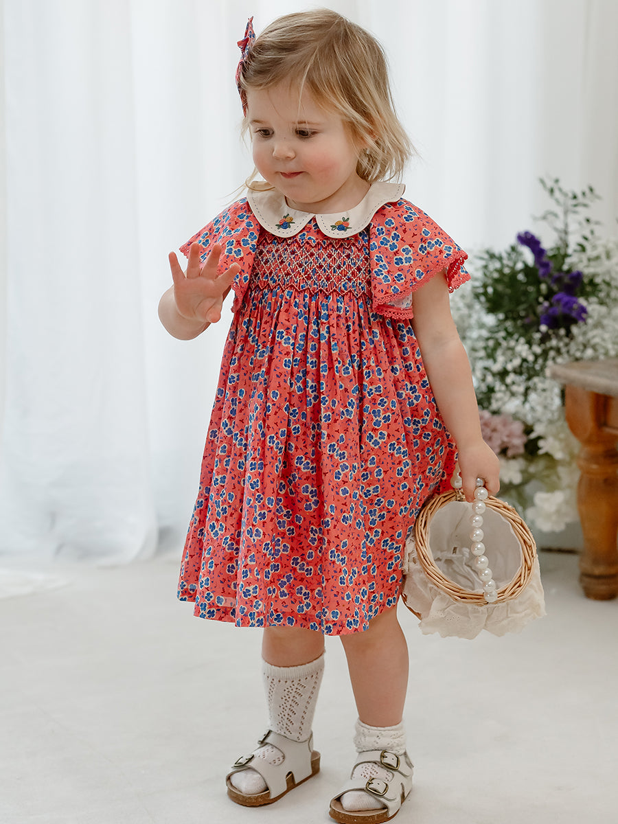 Odense Hand-Embroidered Dress, Watercolor Kousa, Pink – view 7