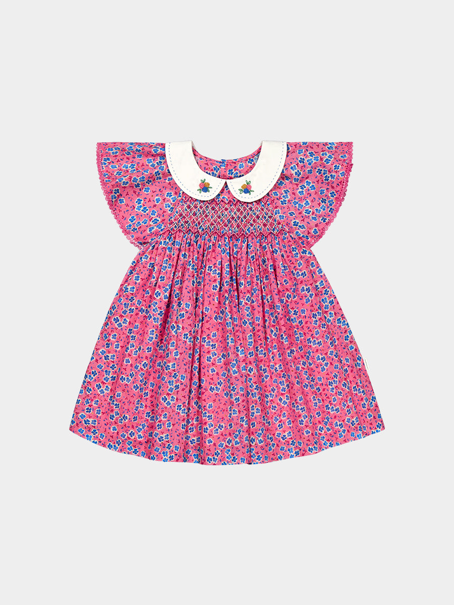 Odense Hand-Embroidered Dress, Watercolor Kousa, Pink – view 2