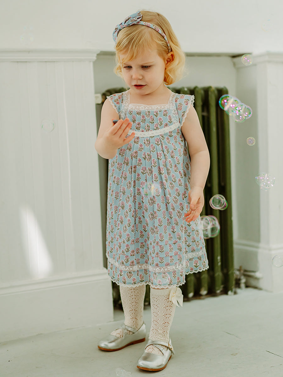 Trondheim Lace Dress, Spring Delight, Blue – Happyology