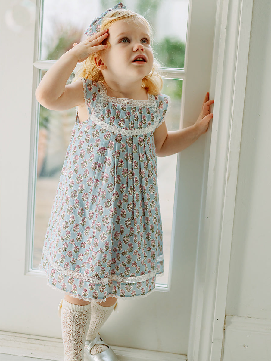 Trondheim Lace Dress, Spring Delight, Blue – view 5