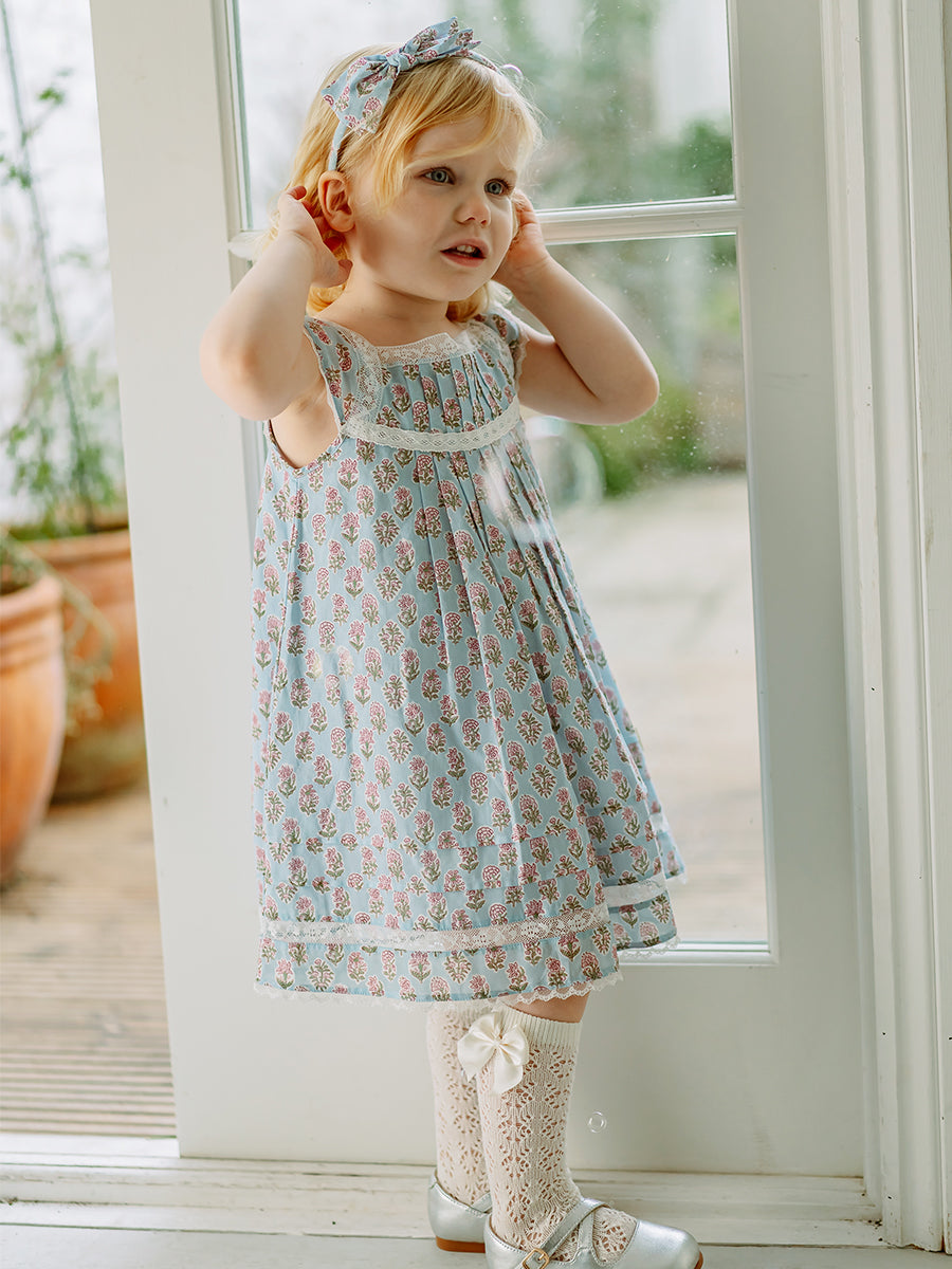 Trondheim Lace Dress, Spring Delight, Blue – view 6