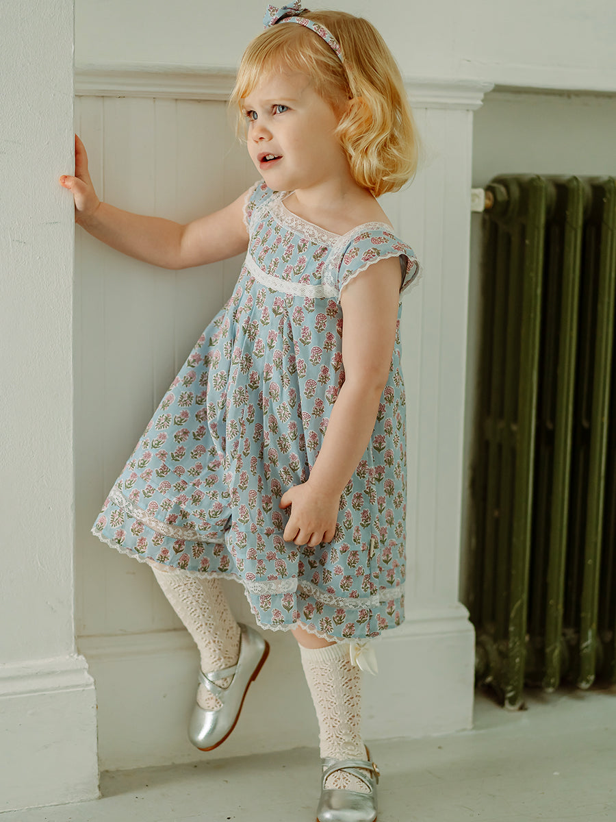 Trondheim Lace Dress, Spring Delight, Blue – view 7