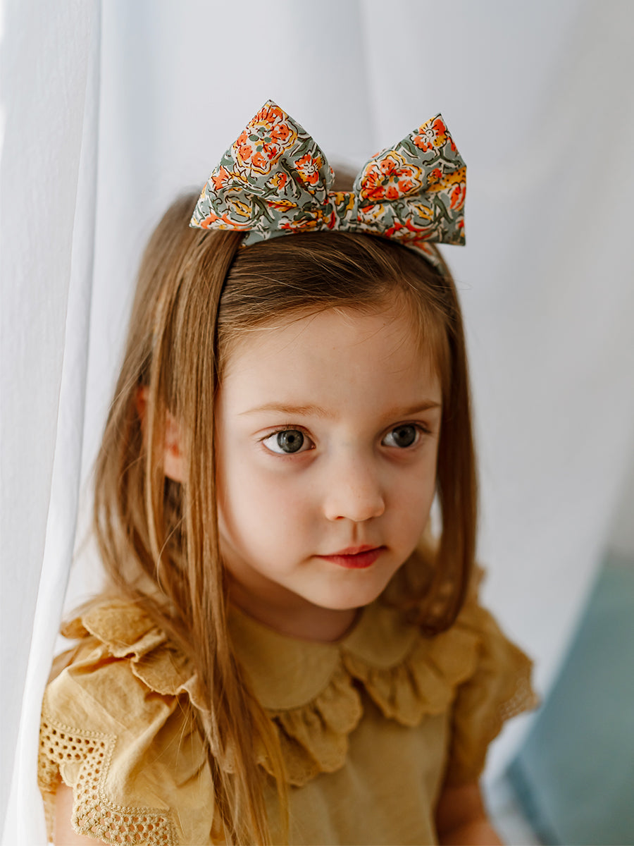 Wurzburg Bow Headband, Blooming Peony, Green – view 3