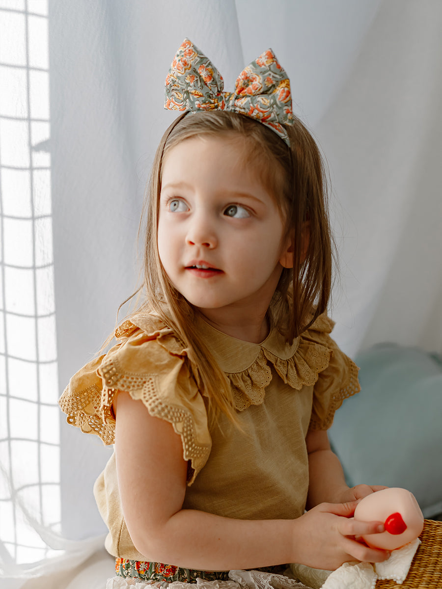 Wurzburg Bow Headband, Blooming Peony, Green – Happyology
