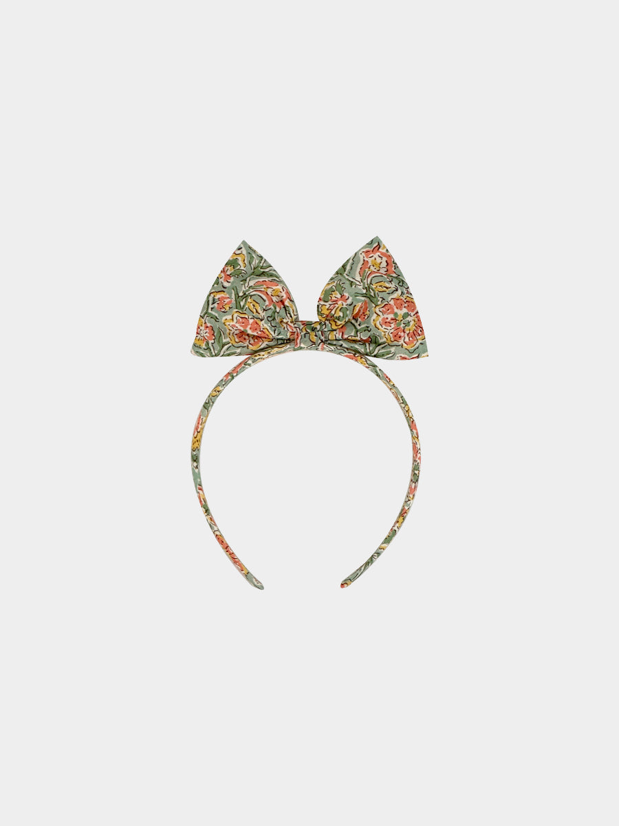 Wurzburg Bow Headband, Blooming Peony, Green – view 2