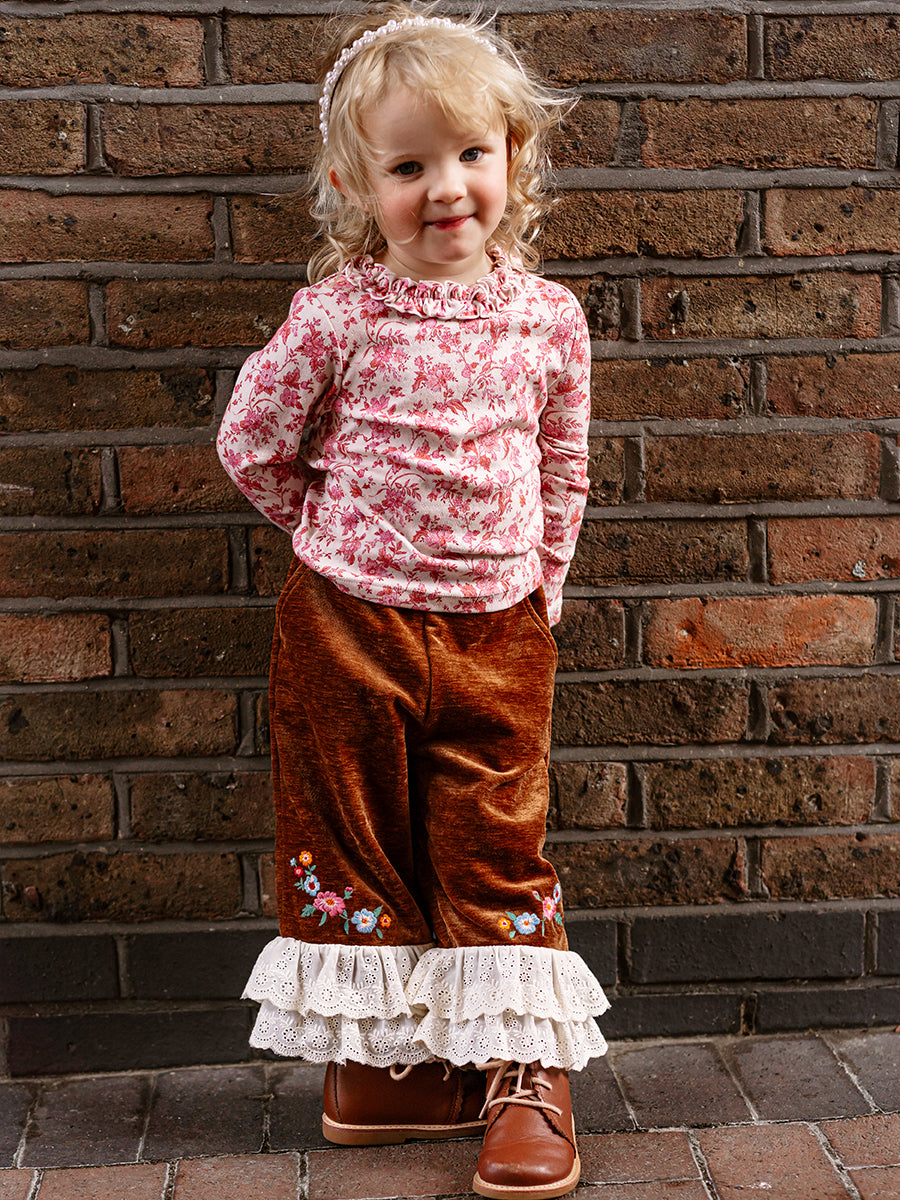 Manchester Ruffle-Neck Top, Toile de Jouy Rouge – view 4