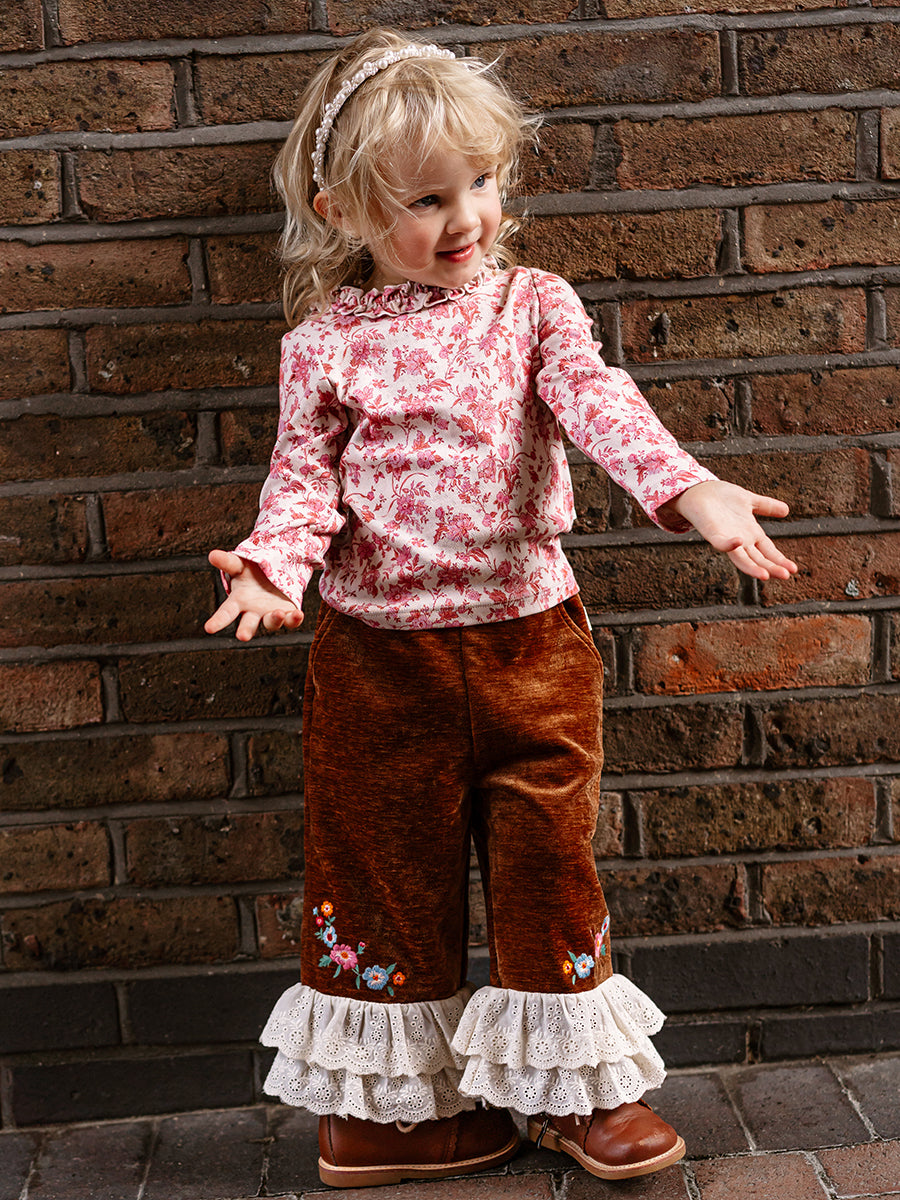 Manchester Ruffle-Neck Top, Toile de Jouy Rouge – Happyology