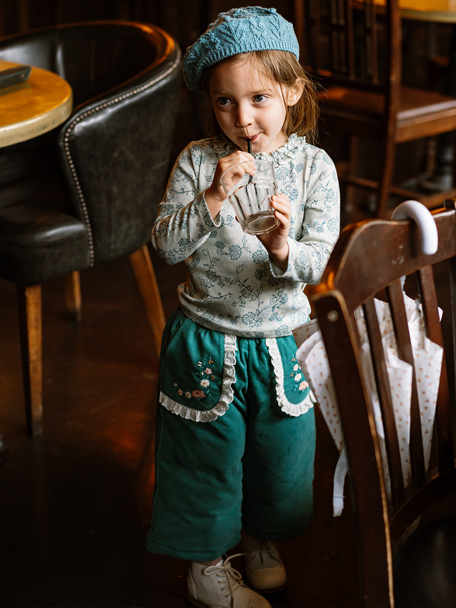 Manchester Ruffle-Neck Top, Blue Vines – view 3