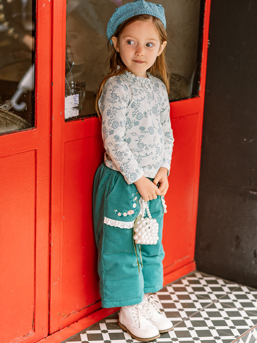 Manchester Ruffle-Neck Top, Blue Vines – view 4