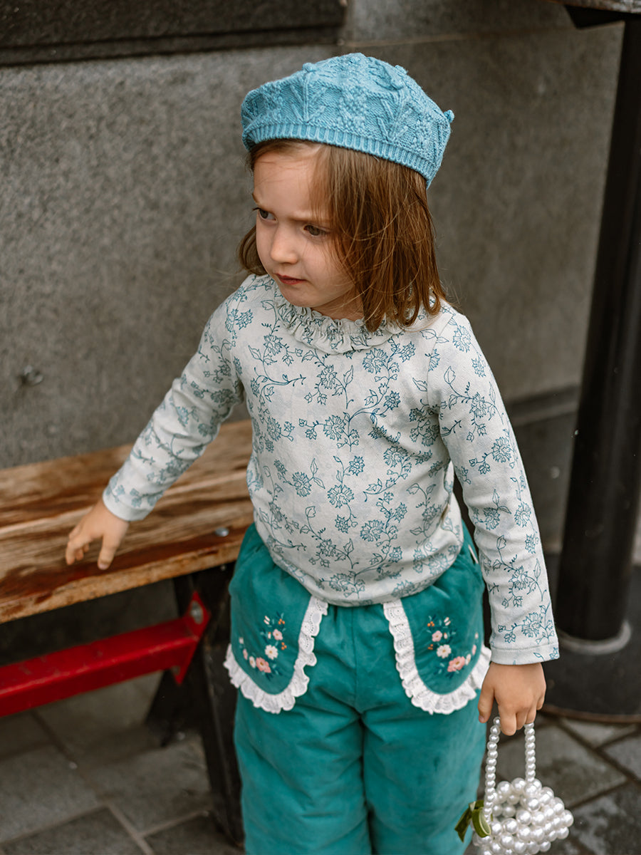 Manchester Ruffle-Neck Top, Blue Vines – view 5