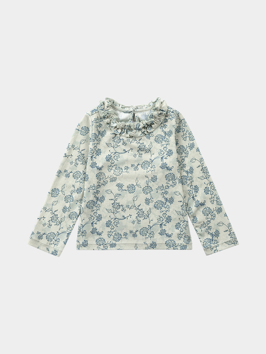 Manchester Ruffle-Neck Top, Blue Vines – view 2