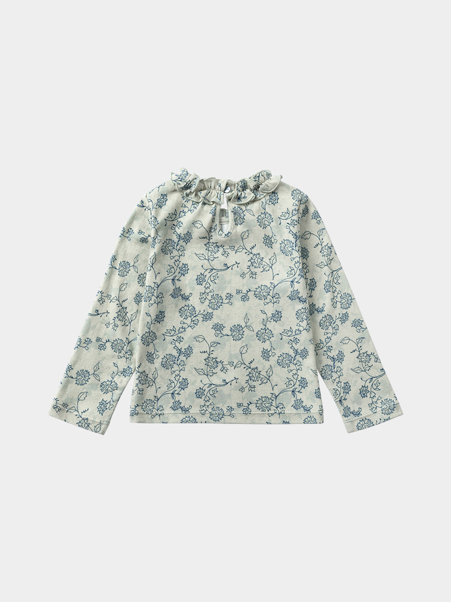 Manchester Ruffle-Neck Top, Blue Vines – view 7