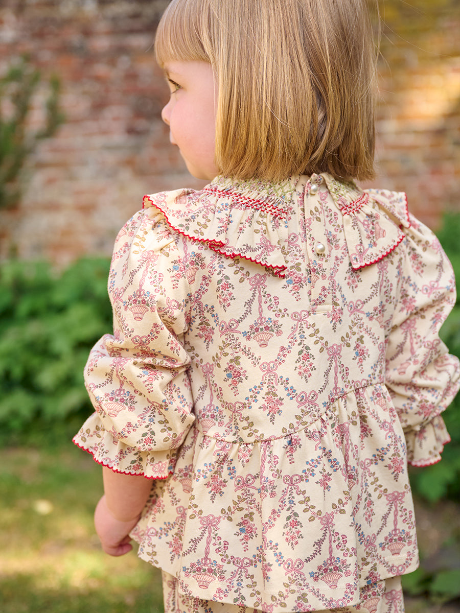 Charleston Smocked Tee, Flower Basket, Rice – view 7