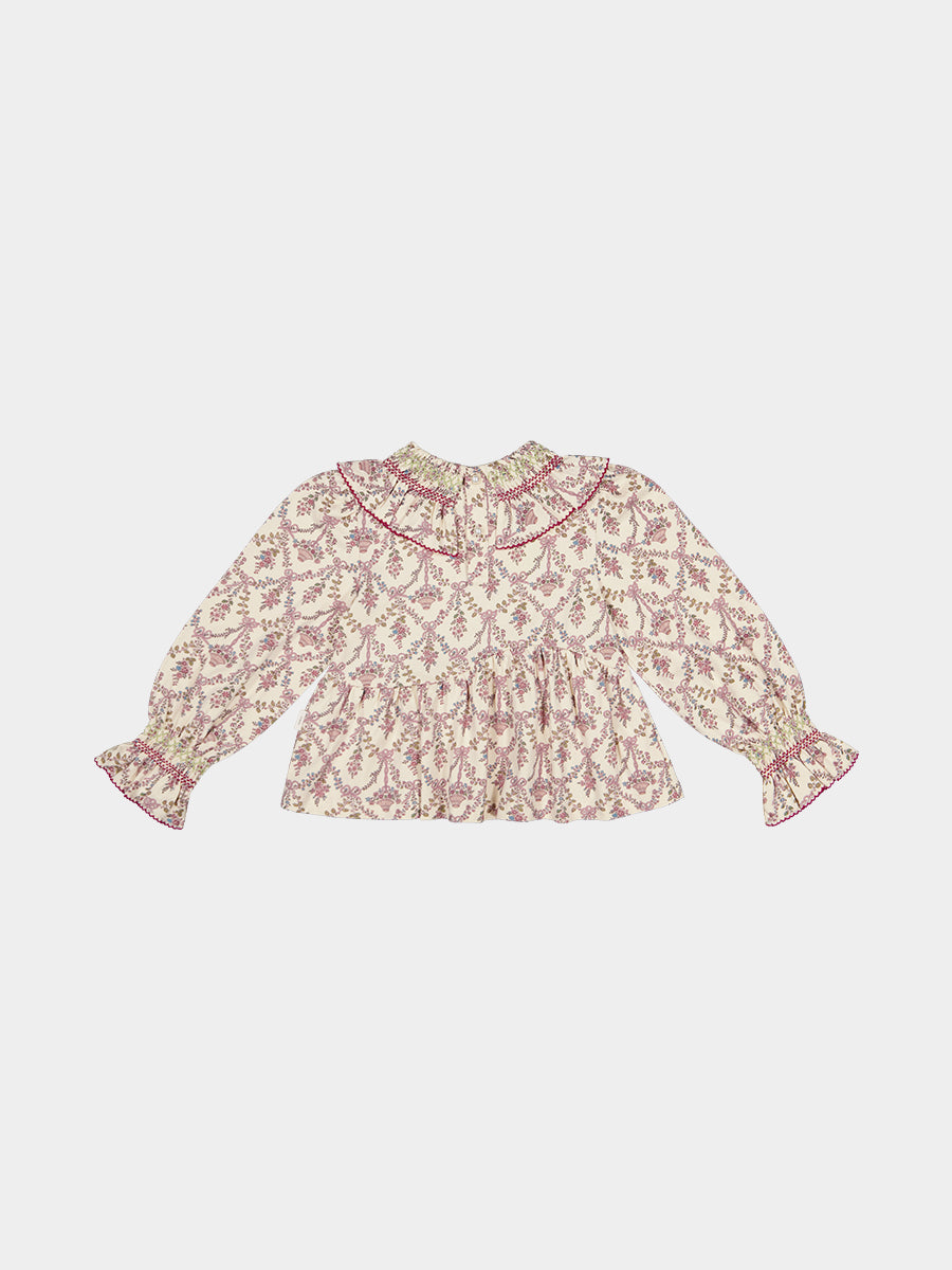 Charleston Smocked Tee, Flower Basket, Rice – view 8