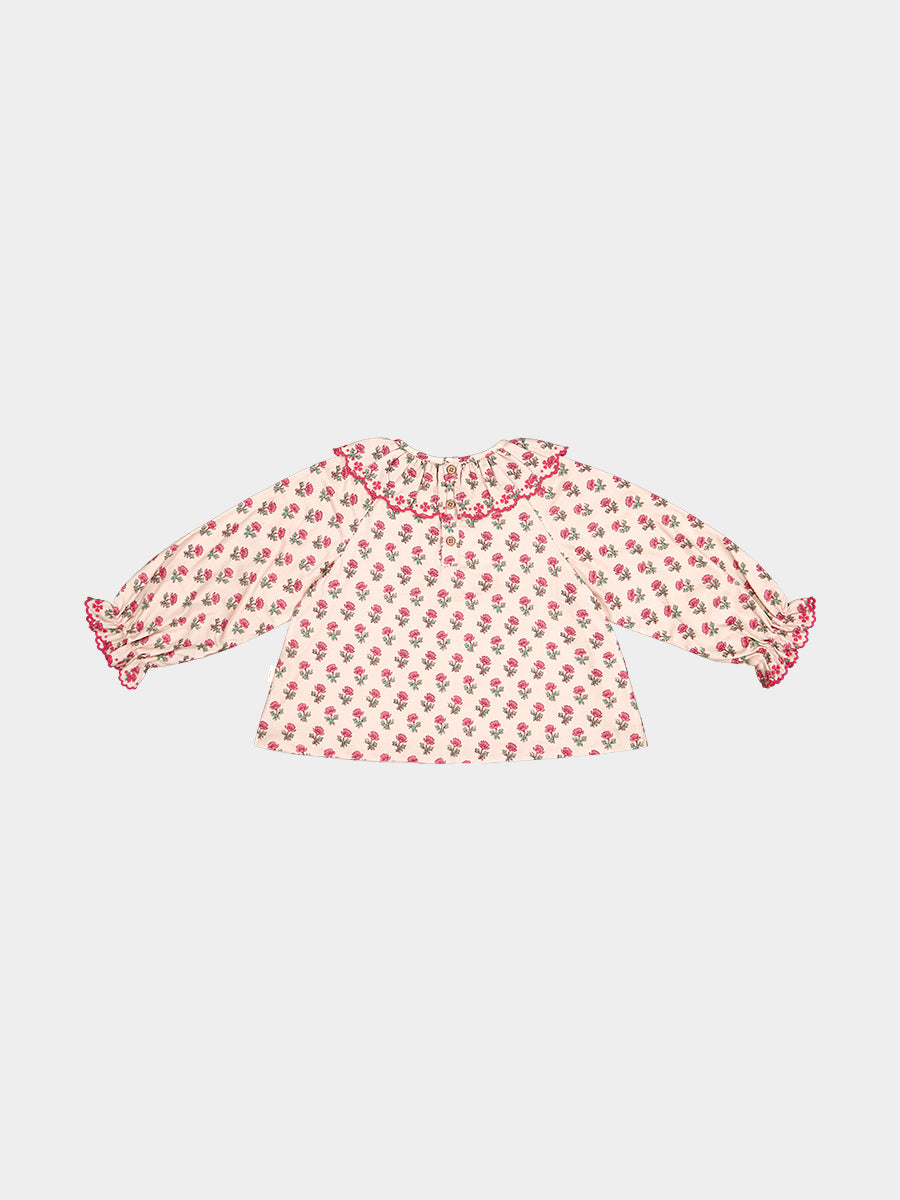 Liverpool Floral Shirt, Block Print Peony, Butterscotch – view 8