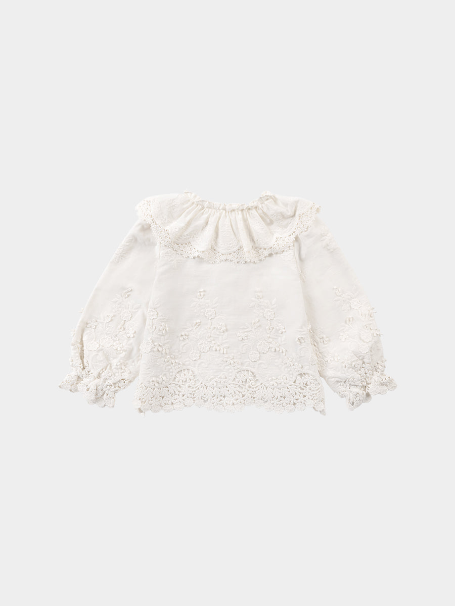 Lucerne Broderie Anglaise Blouse, Crème Brulee – view 8