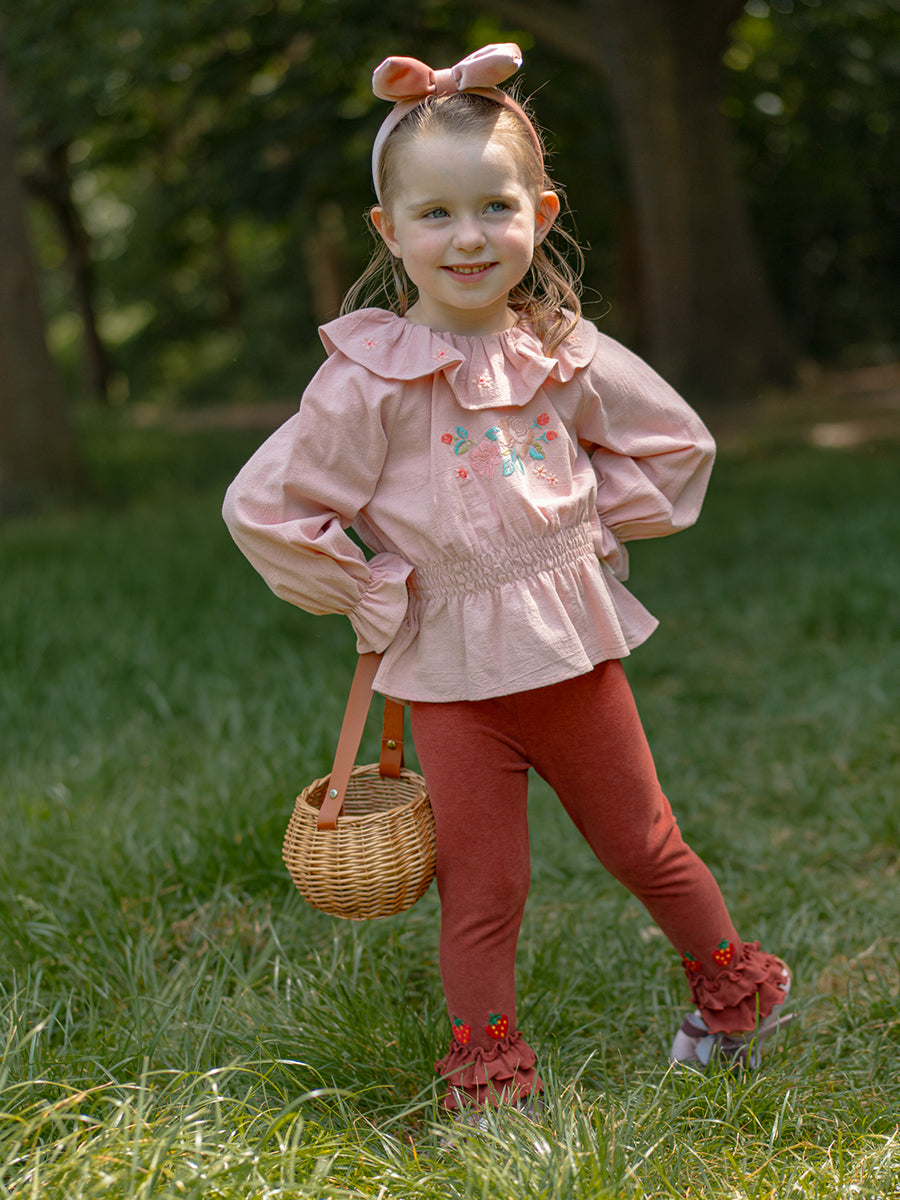 Salisbury Hand-Embroidered Leggings, Cappuccino – view 6