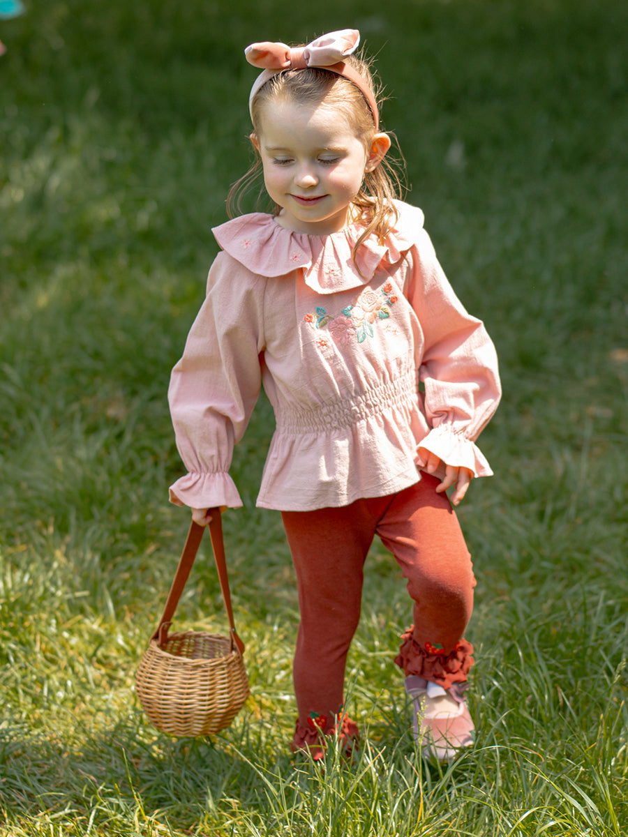 Salisbury Hand-Embroidered Leggings, Cappuccino – view 7
