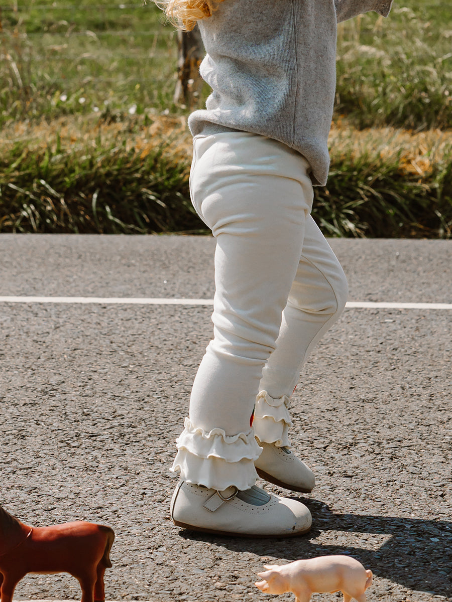 Salisbury Hand-Embroidered Leggings, Crème Brulee – view 4