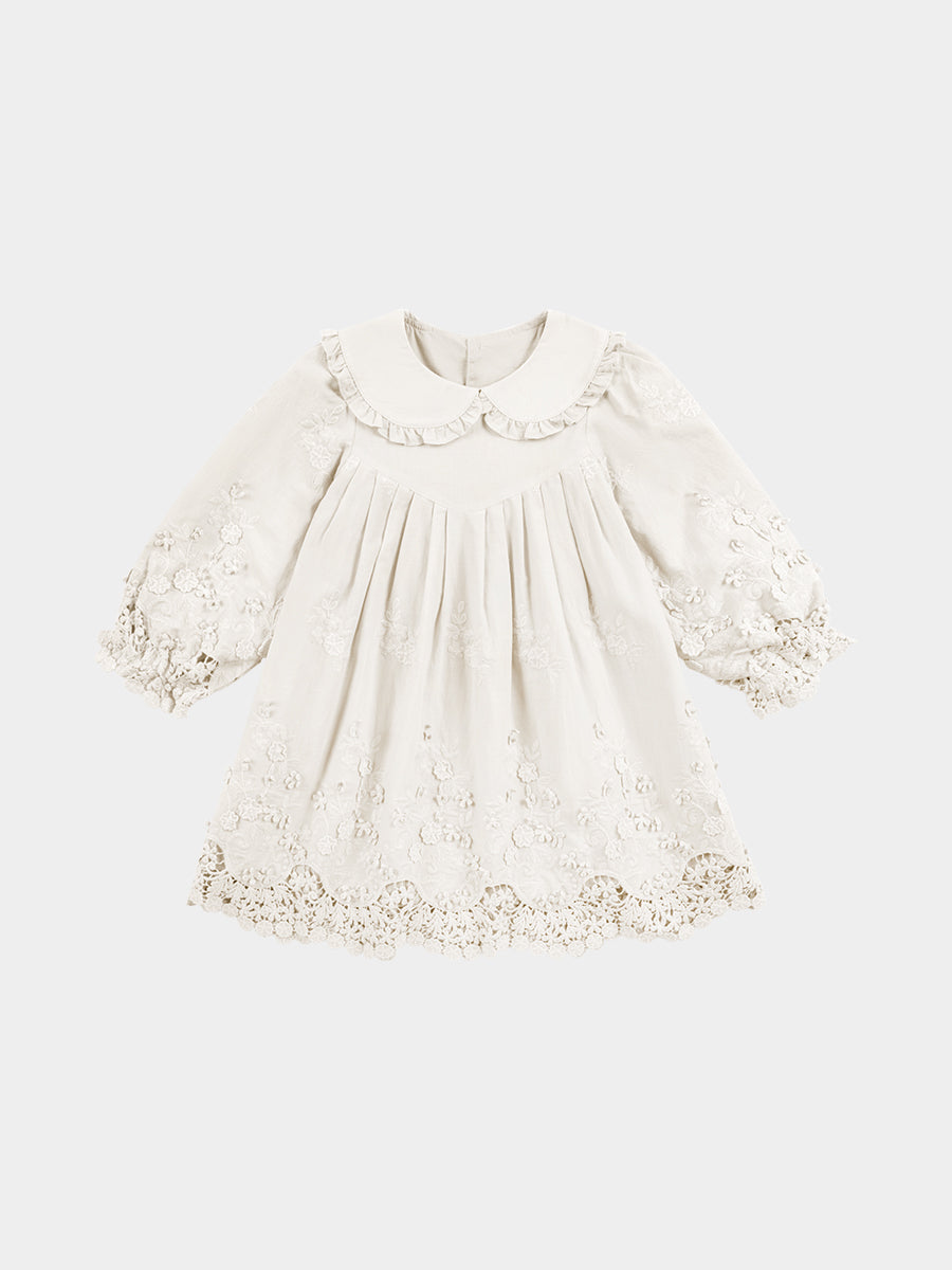 Lucerne Broderie Anglaise Dress, Crème Brulee – view 3