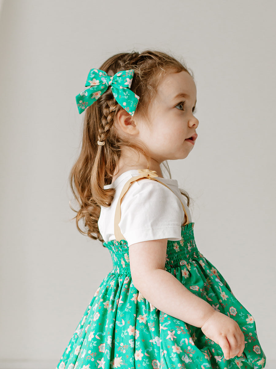 Perrie Hair Bow Clip Set of 2, Green Tropicana – Happyology