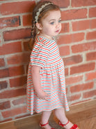 Phoebe Cotton Jersey Dress,Red Stripes – view 4