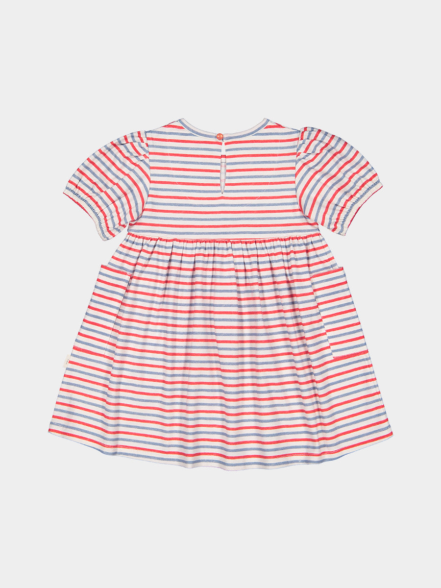 Phoebe Cotton Jersey Dress,Red Stripes – view 7