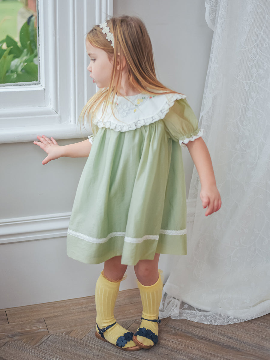 Livana Embroidered Dress,Baby Green – view 4